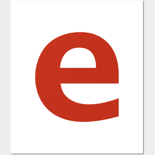 Letter e in Red Text Minimal Typography Posters and Art